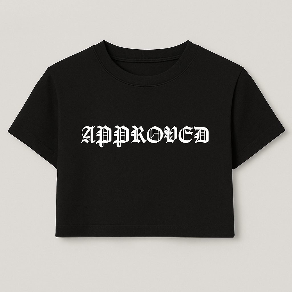 Ladies Approved Crop Tee (Black, Large Logo)
